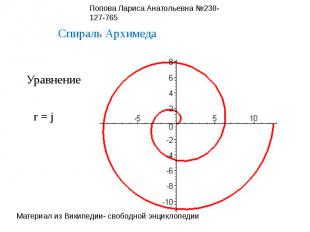 УравнениеСпираль Архимедаr = j