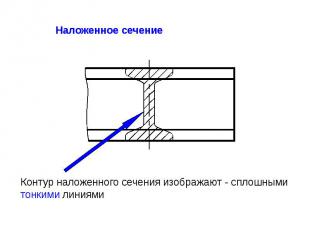 Контур наложенного сечения изображают - сплошными тонкими линиями