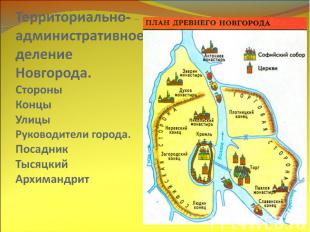 Территориально- административное деление Новгорода.СтороныКонцыУлицыРуководители