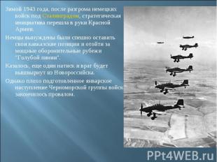 Зимой 1943 года, после разгрома немецких войск под Сталинградом, стратегическая