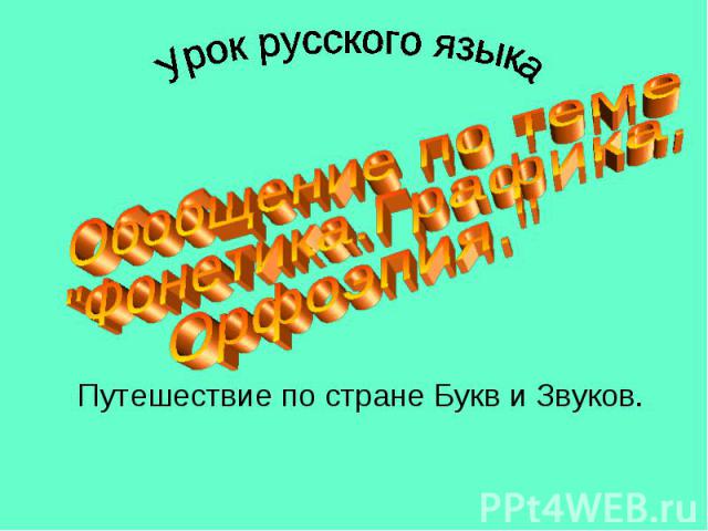 Урок русского языка Обобщение по теме