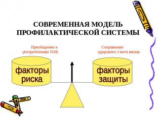 СОВРЕМЕННАЯ МОДЕЛЬ ПРОФИЛАКТИЧЕСКОЙ СИСТЕМЫПриобщение к Сохранение употреблению