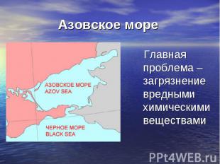 Азовское море Главная проблема – загрязнение вредными химическими веществами