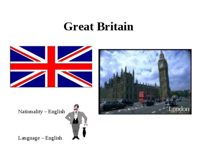 Great Britain Nationality – EnglishLanguage – English