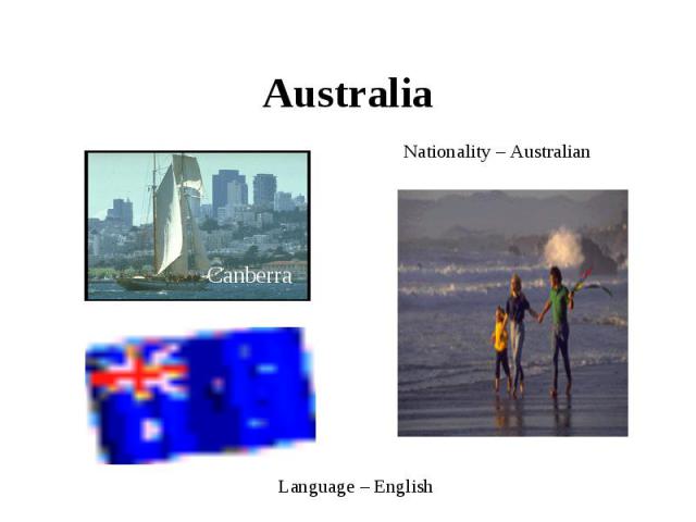 Australia Nationality – AustralianLanguage – English