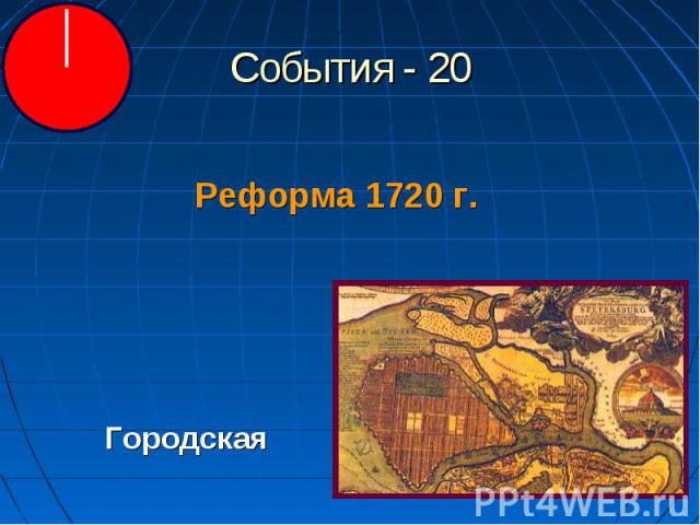 События - 20 Реформа 1720 г.Городская
