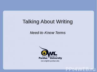 Talking About Writing Need-to-Know Terms