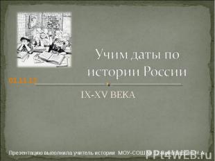 Учим даты по истории России IX-XV ВЕКА Презентацию выполнила учитель истории МОУ