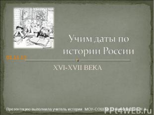 Учим даты по истории России XVI-XVII Века Презентацию выполнила учитель истории