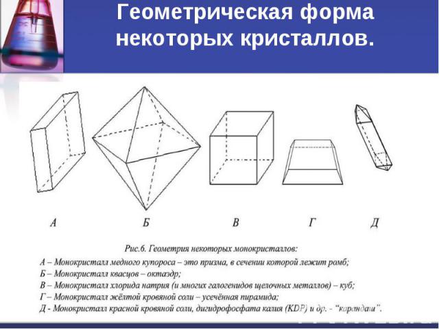 Геометрическая форма некоторых кристаллов.