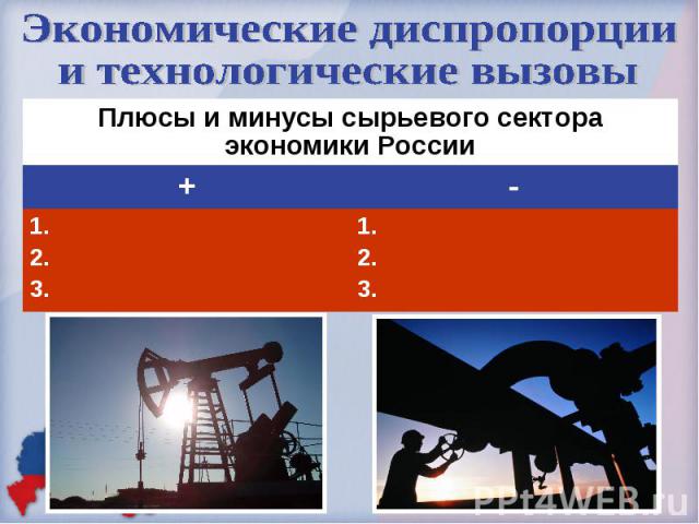 Экономические диспропорциии технологические вызовыПлюсы и минусы сырьевого сектора экономики России