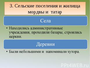 3. Сельские поселения и жилища мордвы и татар СелаНаходились административные уч