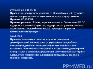 27.06.1976, 14:00-16:30Проведение эвакуации: колонны из 20 автобусов и 5 грузовы