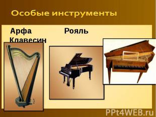 Особые инструменты Арфа Рояль Клавесин