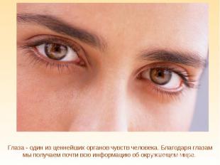 Глаза - один из ценнейших органов чувств человека. Благодаря глазам мы получаем