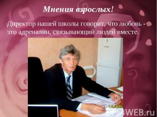 Мнения взрослых! Директор нашей школы говорит, что любовь - это адреналин, связы