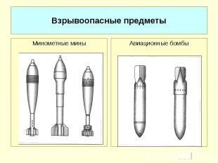 Взрывоопасные предметы Минометные миныАвиационные бомбы