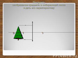 Построить изображение предмета в собирающей линзе и дать его характеристику