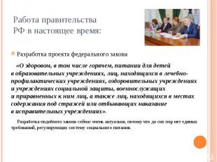 Работа правительства РФ в настоящее время: Разработка проекта федерального закон