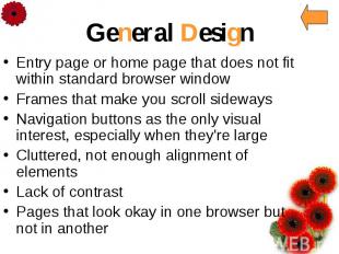 General Design Entry page or home page that does not fit within standard browser