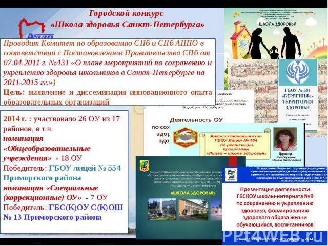 Городской конкурс «Школа здоровья Санкт-Петербурга»
