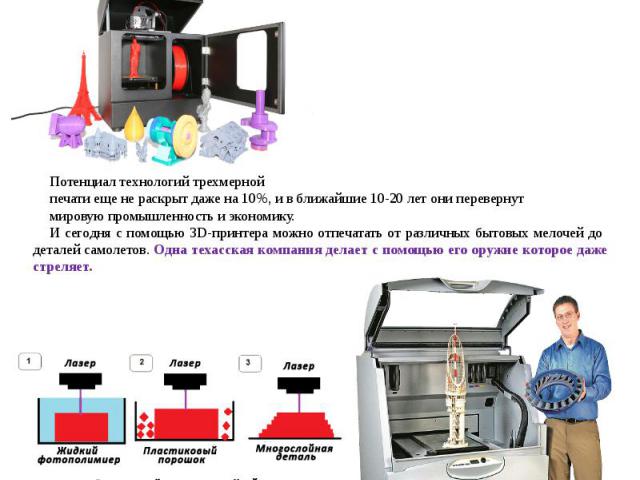 Аддитивные технологии (3D принтеры).