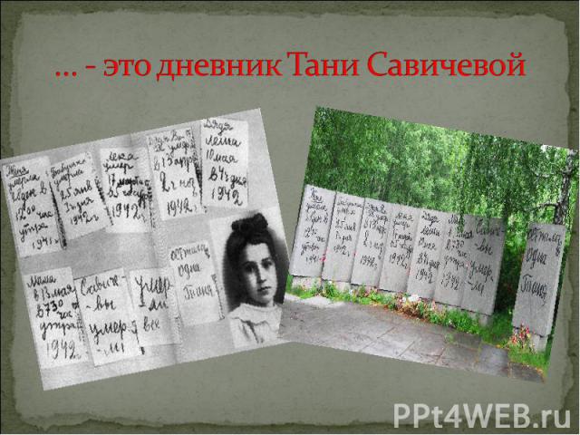 … - это дневник Тани Савичевой
