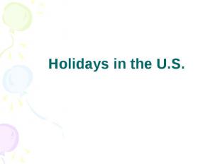 Holidays in the U.S.