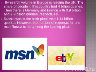 By search volume in Europe is leading the UK. The share of people in this countr