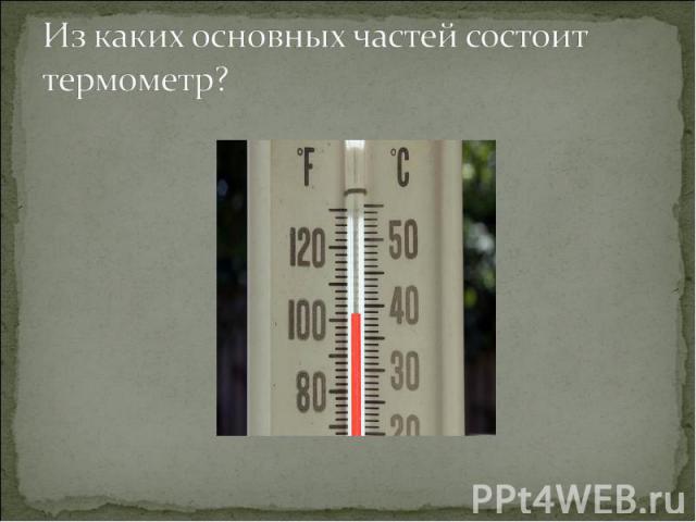Из каких основных частей состоит термометр?