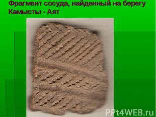 Фрагмент сосуда, найденный на берегу Камысты - Аят