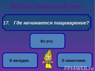 Выбери правильный ответ. 17. Где начинается пищеварение?