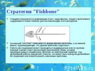 Стратегия "Fishbone" Учащимся предлагается информация (текст, видеофильм, лекция