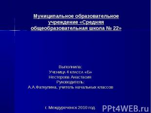 Муниципальное образовательное учреждение «Средняя общеобразовательная школа № 22