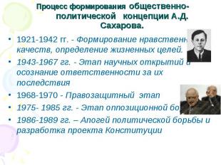 Процесс формирования общественно-политической концепции А.Д. Сахарова. 1921-1942