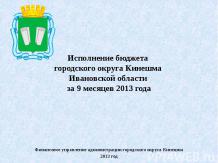 Исполнение бюджета городского округа Кинешма Ивановской области за 9 месяцев 201