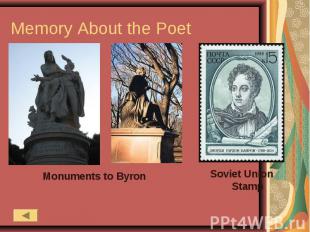 Memory About the Poet Monuments to Byron Soviet Union Stamp