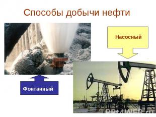 Способы добычи нефти Фонтанный Насосный