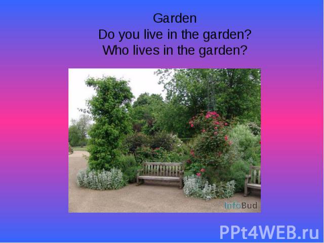 GardenDo you live in the garden?Who lives in the garden?