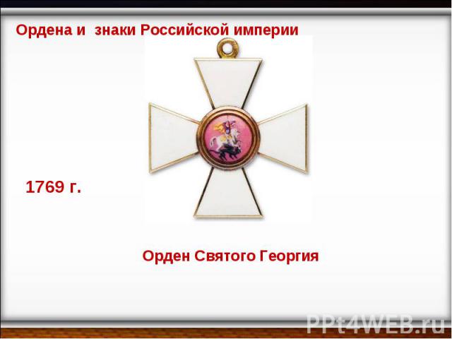 Ордена и знаки Российской империи Орден Святого Георгия