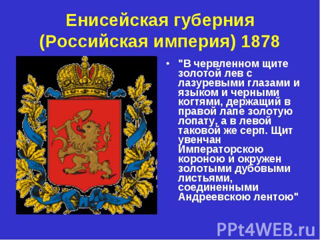 Енисейская губерния (Российская империя) 1878 