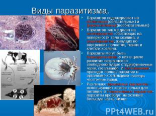 Виды паразитизма. Паразитов подразделяют на облигатных(обязательных) и факультат