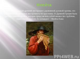 Флейта Флейта – самый древний инструмент деревянной духовой группы, его предками