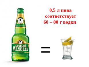 0,5 л пива соответствует 60 – 80 г водки