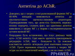 Доведено, що у хворих з гені&shy;рализованной формою МГ в 80-90% випадків виявля