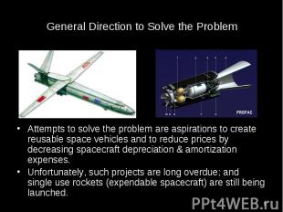 Attempts to solve the problem are aspirations to create reusable space vehicles