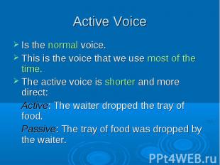Is the normal voice. Is the normal voice. This is the voice that we use most of