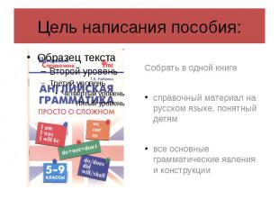 Цель написания пособия:Собрать в одной книгесправочный материал на русском языке