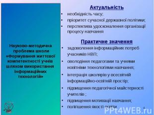 Актуальність Актуальність необхідність часу; пріоритет сучасної державної політи