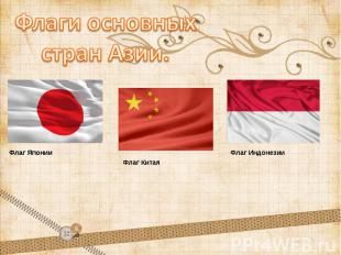 Слайд 4. Флаги основных стран Азии.